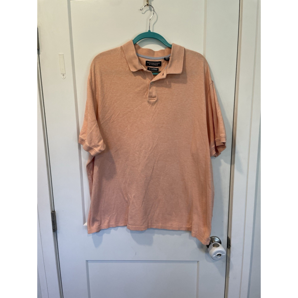 Roundtree & Yorke Suprima Cotton Mens XL Salmon Polo Golf Shirt